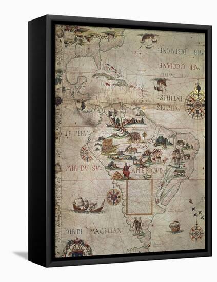 Map of Central and Southern America, 1550-null-Framed Premier Image Canvas