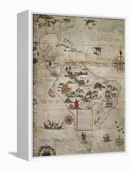 Map of Central and Southern America, 1550-null-Framed Premier Image Canvas