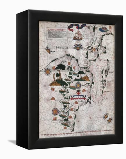 Map of Central and Southern America and Cuba, Hispaniola and Puerto Rico Islands-Lazaro Luis-Framed Premier Image Canvas