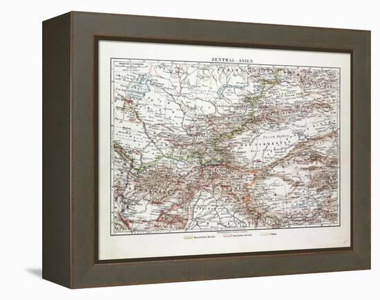 Map of Central Asia Afghanistan Pakistan Republic of Tajikistan Turkmenistan the Republic of Uzbeki-null-Framed Premier Image Canvas