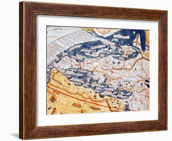 Map of Central Europe, 1486 (Coloured Engraving) (Details of 157909)-Ptolemy-Framed Giclee Print