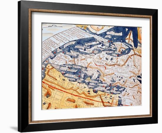 Map of Central Europe, 1486 (Coloured Engraving) (Details of 157909)-Ptolemy-Framed Giclee Print