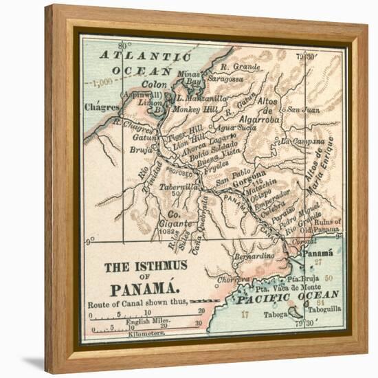 Map of Central Panama (C. 1900)-Encyclopaedia Britannica-Framed Stretched Canvas