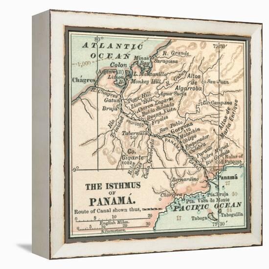 Map of Central Panama (C. 1900)-Encyclopaedia Britannica-Framed Stretched Canvas