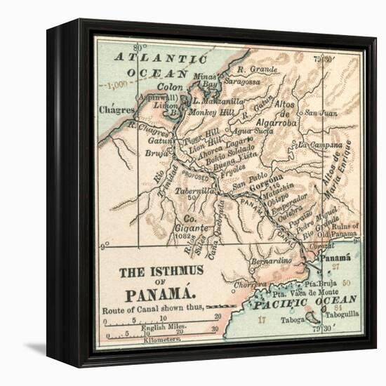 Map of Central Panama (C. 1900)-Encyclopaedia Britannica-Framed Stretched Canvas