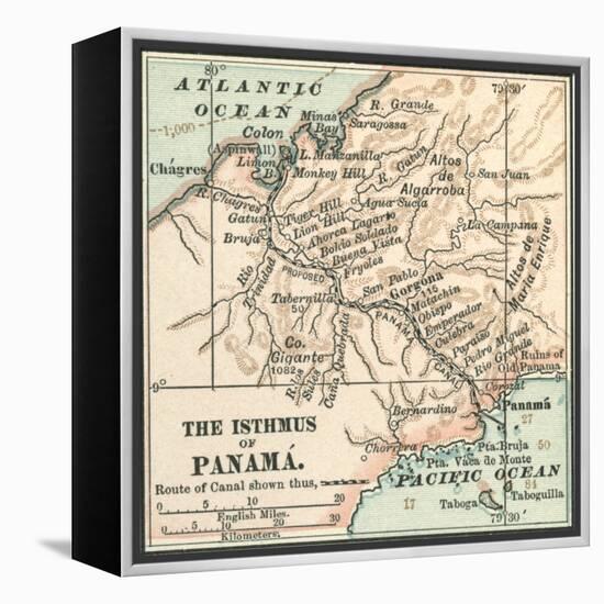 Map of Central Panama (C. 1900)-Encyclopaedia Britannica-Framed Stretched Canvas