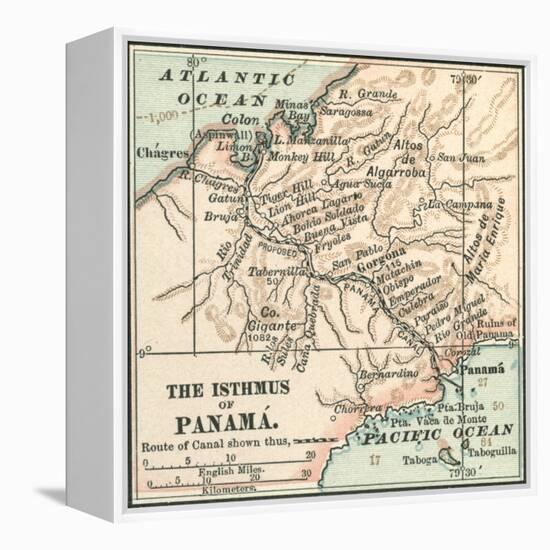 Map of Central Panama (C. 1900)-Encyclopaedia Britannica-Framed Stretched Canvas