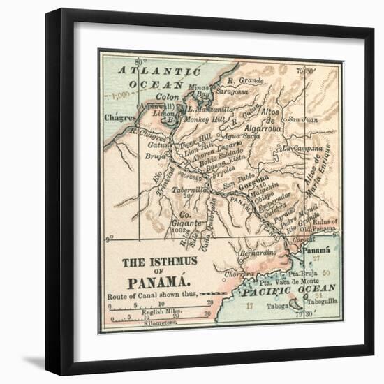 Map of Central Panama (C. 1900)-Encyclopaedia Britannica-Framed Premium Giclee Print