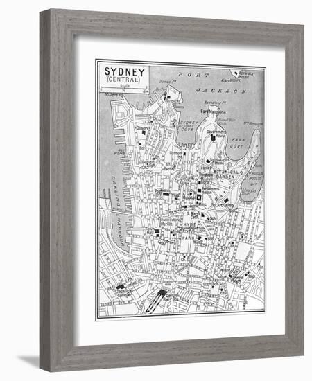 Map of Central Sydney, New South Wales, Australia, C1924-null-Framed Giclee Print