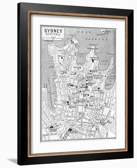 Map of Central Sydney, New South Wales, Australia, C1924-null-Framed Giclee Print