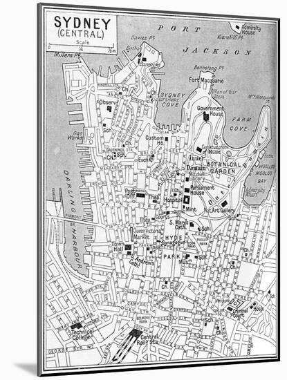 Map of Central Sydney, New South Wales, Australia, C1924-null-Mounted Giclee Print