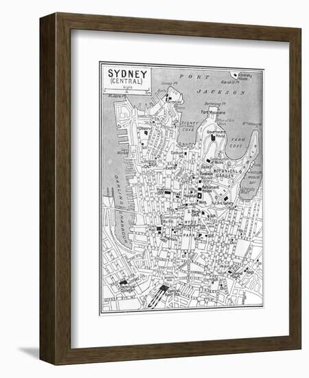 Map of Central Sydney, New South Wales, Australia, C1924-null-Framed Giclee Print