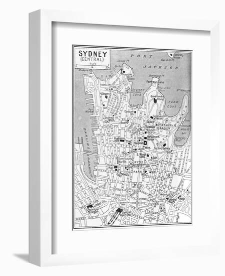 Map of Central Sydney, New South Wales, Australia, C1924-null-Framed Giclee Print