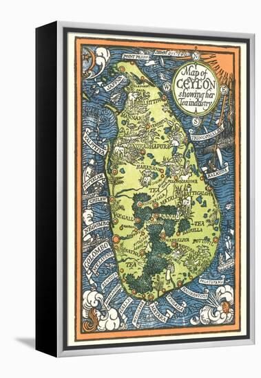 Map of Ceylon Tea Industry Sites-null-Framed Stretched Canvas