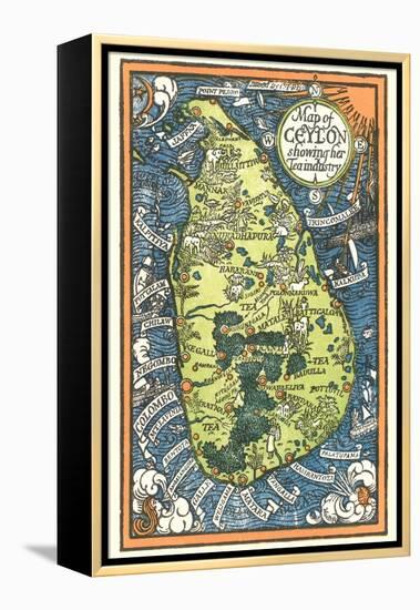 Map of Ceylon Tea Industry Sites-null-Framed Stretched Canvas