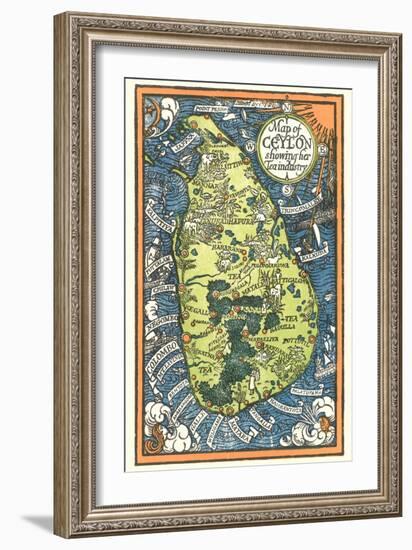 Map of Ceylon Tea Industry Sites-null-Framed Art Print