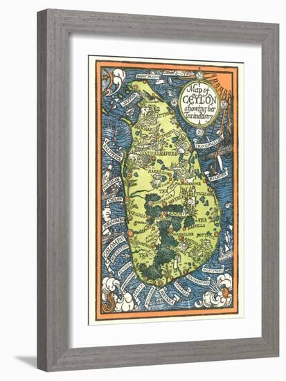 Map of Ceylon Tea Industry Sites-null-Framed Art Print