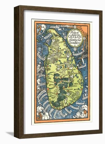 Map of Ceylon Tea Industry Sites-null-Framed Art Print