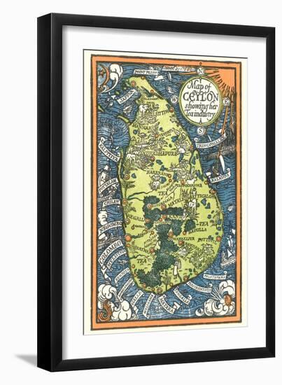 Map of Ceylon Tea Industry Sites-null-Framed Art Print