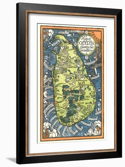 Map of Ceylon Tea Industry Sites-null-Framed Art Print