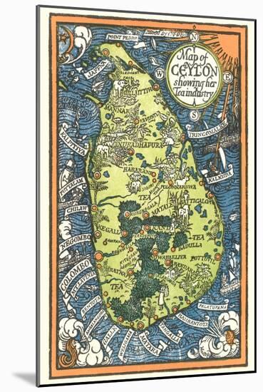 Map of Ceylon Tea Industry Sites-null-Mounted Art Print