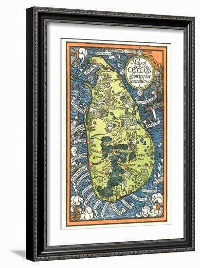 Map of Ceylon Tea Industry Sites-null-Framed Art Print