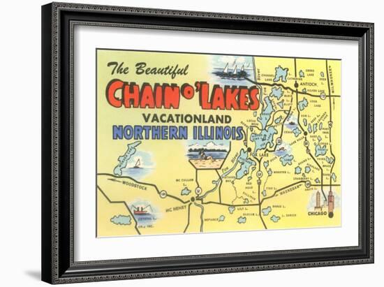 Map of Chain O'Lakes, Illinois-null-Framed Art Print