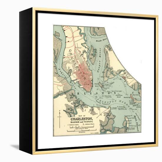 Map of Charleston (C. 1900), Maps-Encyclopaedia Britannica-Framed Premier Image Canvas