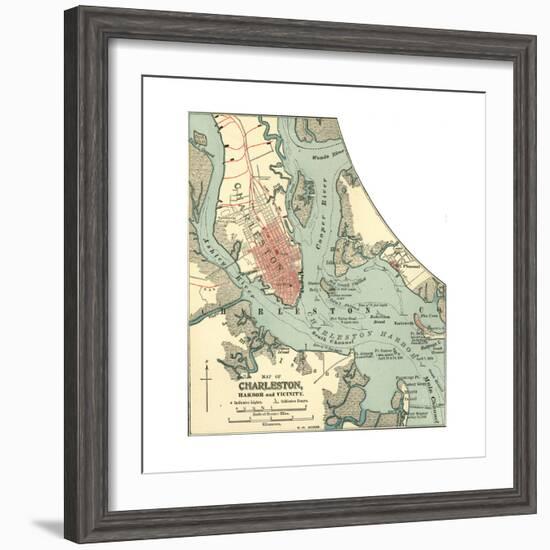 Map of Charleston (C. 1900), Maps-Encyclopaedia Britannica-Framed Giclee Print