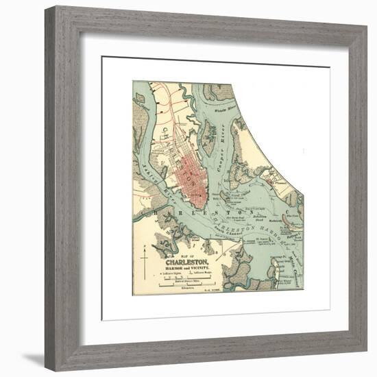 Map of Charleston (C. 1900), Maps-Encyclopaedia Britannica-Framed Giclee Print