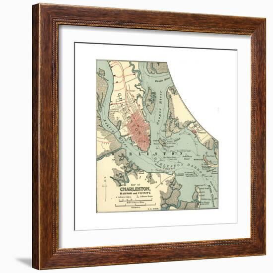 Map of Charleston (C. 1900), Maps-Encyclopaedia Britannica-Framed Giclee Print