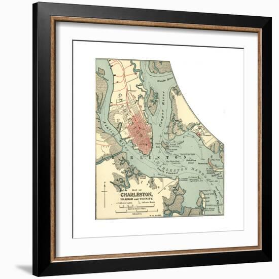 Map of Charleston (C. 1900), Maps-Encyclopaedia Britannica-Framed Giclee Print