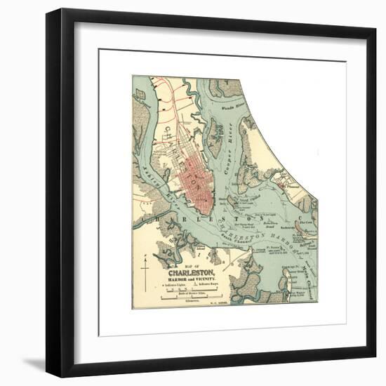 Map of Charleston (C. 1900), Maps-Encyclopaedia Britannica-Framed Giclee Print