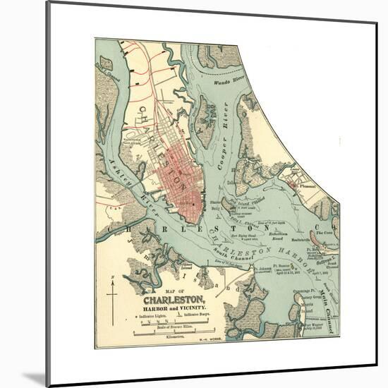 Map of Charleston (C. 1900), Maps-Encyclopaedia Britannica-Mounted Giclee Print