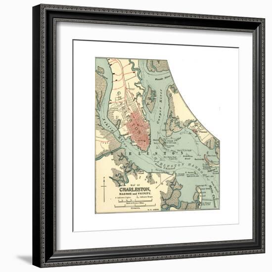 Map of Charleston (C. 1900), Maps-Encyclopaedia Britannica-Framed Giclee Print