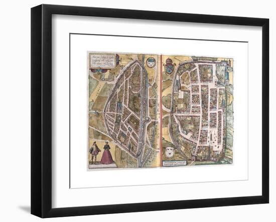 Map of Chartres from Civitates Orbis Terrarum-null-Framed Giclee Print