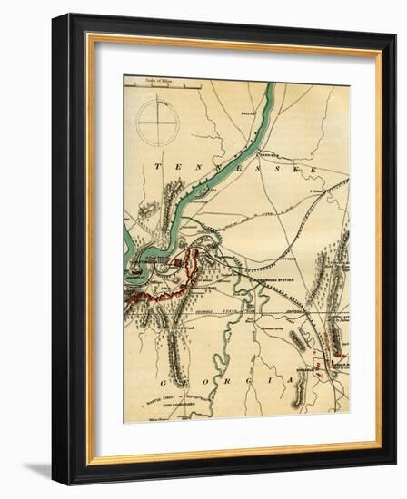 Map of Chattanooga and its Defences, Tennessee, 1862-1867-Charles Sholl-Framed Giclee Print