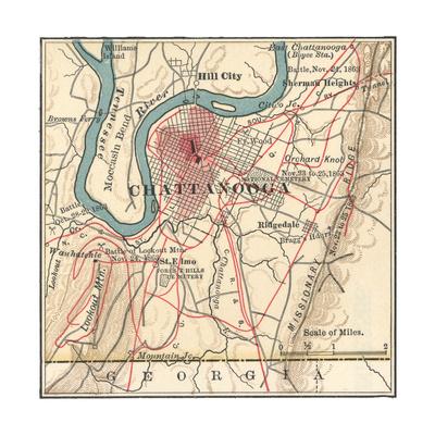 'Map of Chattanooga (C. 1900), Maps' Giclee Print - Encyclopaedia Britannica | Art.com