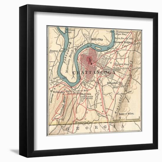 Map of Chattanooga (C. 1900), Maps-Encyclopaedia Britannica-Framed Art Print