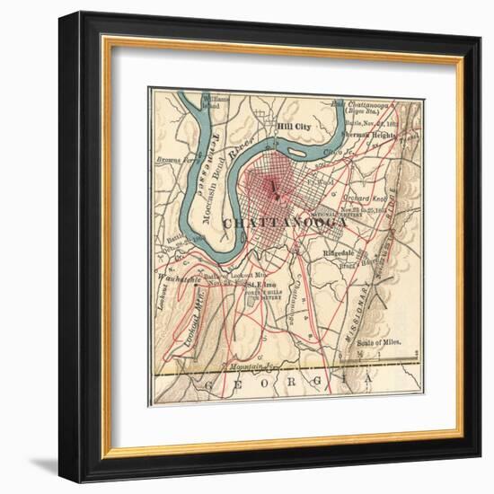 Map of Chattanooga (C. 1900), Maps-Encyclopaedia Britannica-Framed Art Print