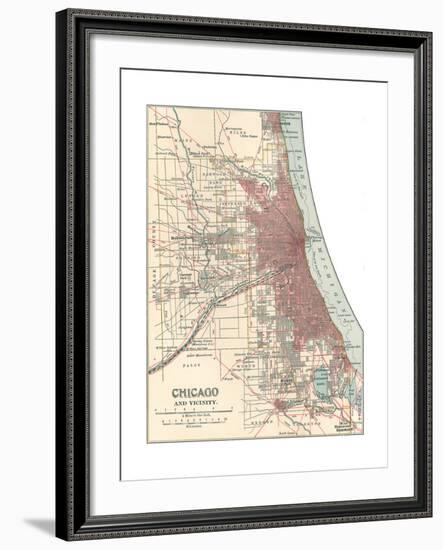 Map of Chicago (C. 1900), Maps-Encyclopaedia Britannica-Framed Giclee Print