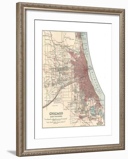 Map of Chicago (C. 1900), Maps-Encyclopaedia Britannica-Framed Giclee Print