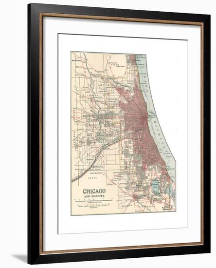 Map of Chicago (C. 1900), Maps-Encyclopaedia Britannica-Framed Giclee Print