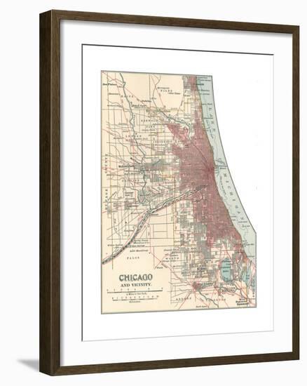 Map of Chicago (C. 1900), Maps-Encyclopaedia Britannica-Framed Giclee Print