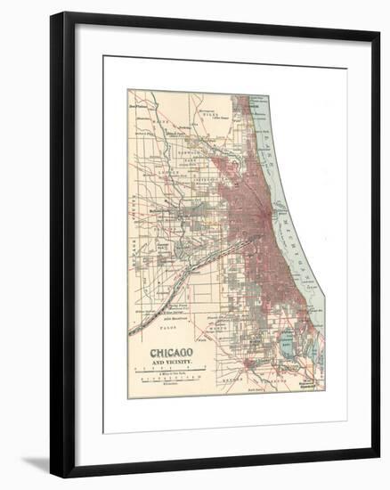 Map of Chicago (C. 1900), Maps-Encyclopaedia Britannica-Framed Giclee Print