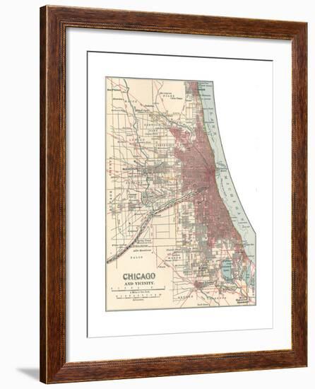 Map of Chicago (C. 1900), Maps-Encyclopaedia Britannica-Framed Giclee Print