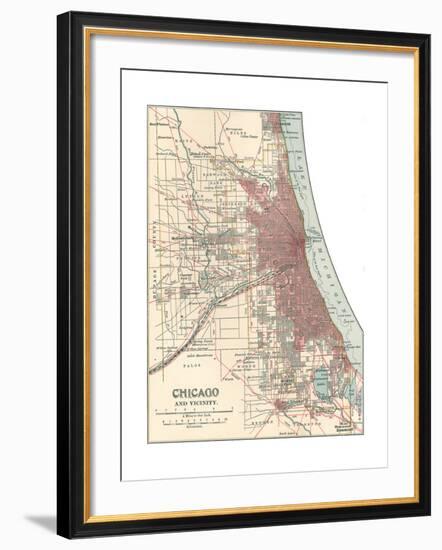 Map of Chicago (C. 1900), Maps-Encyclopaedia Britannica-Framed Giclee Print