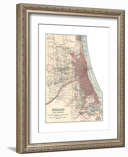 Map of Chicago (C. 1900), Maps-Encyclopaedia Britannica-Framed Giclee Print