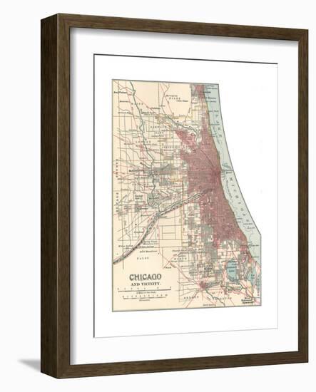 Map of Chicago (C. 1900), Maps-Encyclopaedia Britannica-Framed Giclee Print