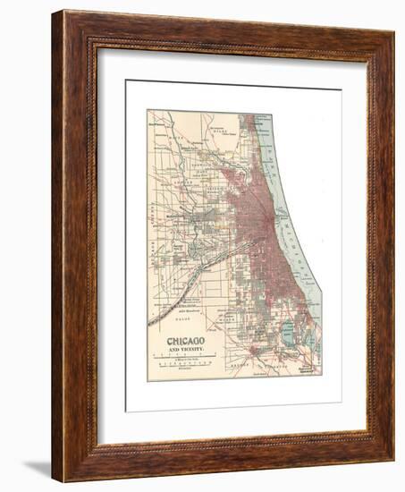 Map of Chicago (C. 1900), Maps-Encyclopaedia Britannica-Framed Giclee Print